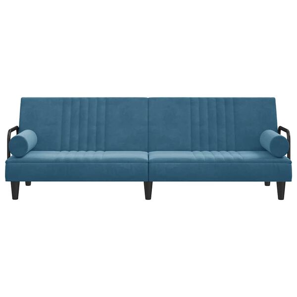 vidaXL Sofa Bed Blue Velvet, Plywood Medium