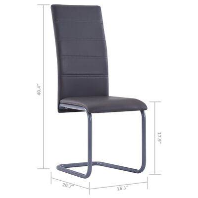 vidaXL Cantilever Dining Chairs 4 pcs Gray Faux Leather