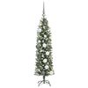 vidaXL Artificial Slim Christmas Tree Green and White 47.24 in