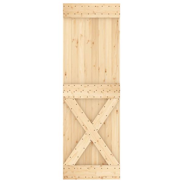 vidaXL Sliding Door with Hardware Set 27.6x82.7" Solid Wood Pine