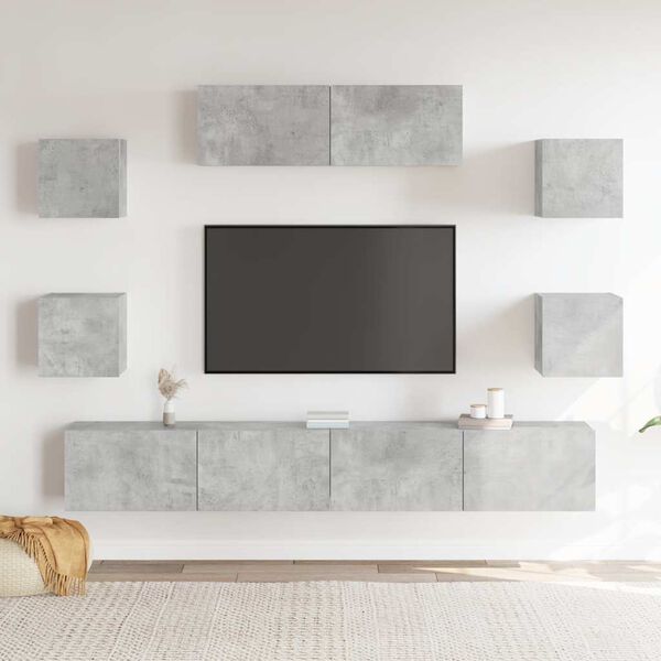 vidaXL 7 Piece TV Stand Set Concrete Gray Engineered Wood