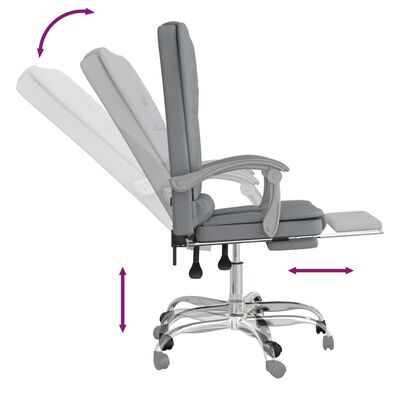 vidaXL Massage Reclining Office Chair Light Gray Fabric
