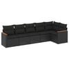 vidaXL Garden Sofa Set Black PE Rattan, Powder-Coated Steel, 100% Polyester
