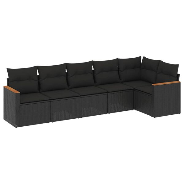 vidaXL Garden Sofa Set Black PE Rattan, Powder-Coated Steel, 100% Polyester