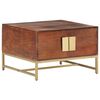 vidaXL Coffee Table Honey brown Solid acacia wood, iron 26.4x26.4x17.7 in