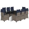 vidaXL Garden Dining Set Grey, Navy blue, Black