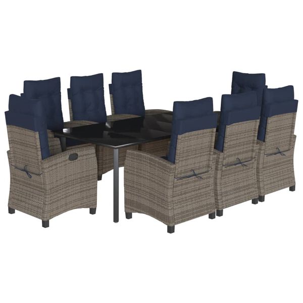 vidaXL Garden Dining Set Grey, Navy blue, Black