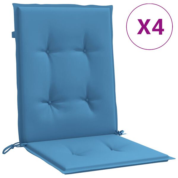 vidaXL Lowback Chair Cushion Set of 4 Melange Blue 100% Polyester