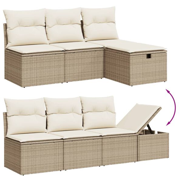 vidaXL Garden Sofa Set Beige Poly Rattan, Steel Large Modular