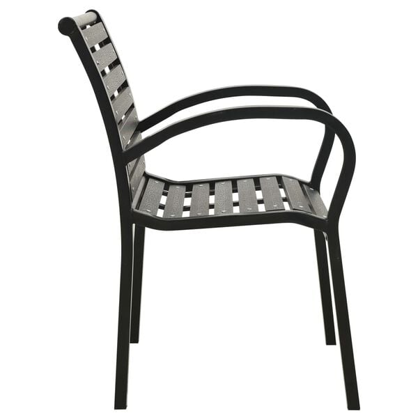 vidaXL Garden Chair Set of 2 Black Steel with powder-coated finish, WPC