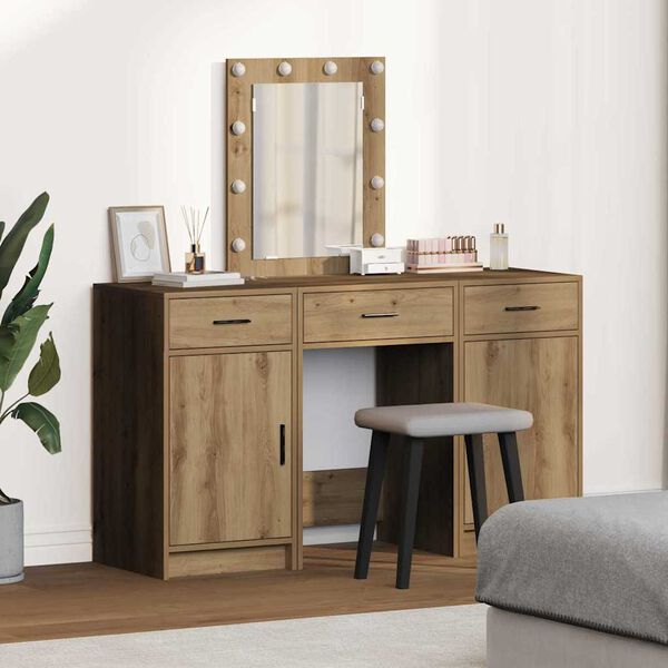 vidaXL Dressing Table Brown 19.69 x 16.14 x 53.15 in Engineered Wood