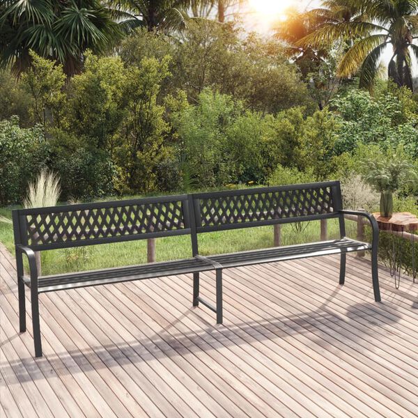 vidaXL Twin Garden Bench Black Powder-coated steel, Plastic 93.3 in wide