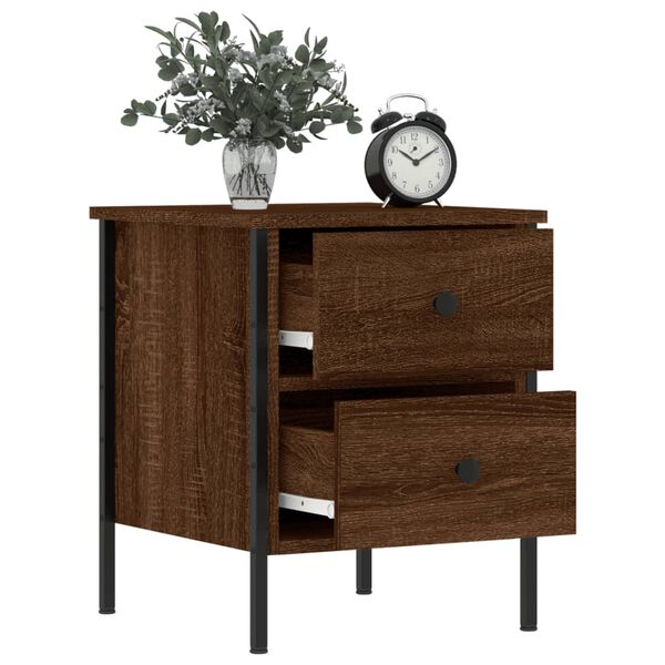 vidaXL Bedside Cabinet Brown Oak Engineered wood, iron