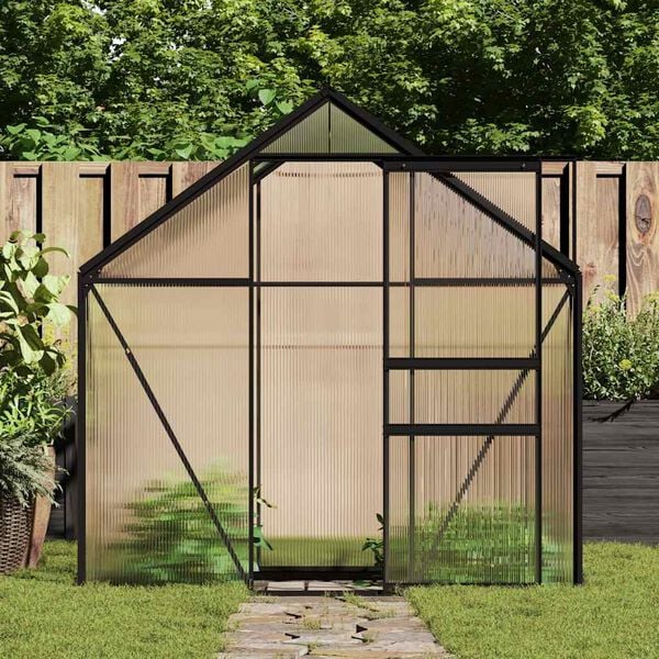 vidaXL Greenhouse Anthracite Aluminum, Polycarbonate 26.6 ft²