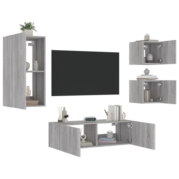 vidaXL TV Wall Cabinet Grey Sonoma Engineered wood TV Wall Cabinet