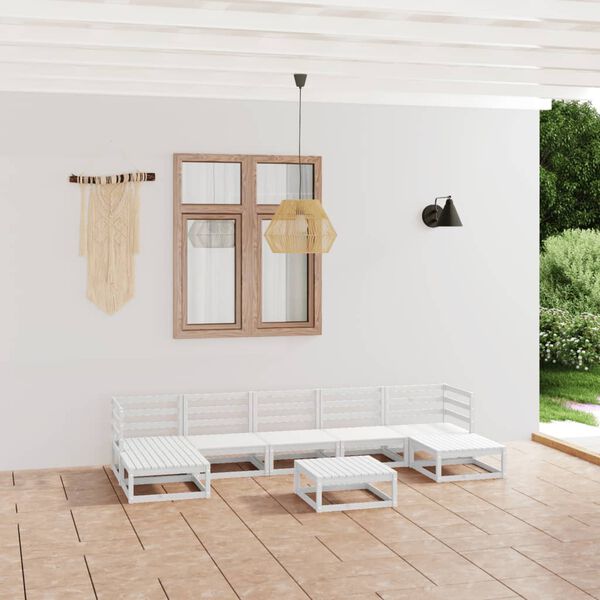 vidaXL Garden Lounge Set White Solid Pine Wood Medium Modular