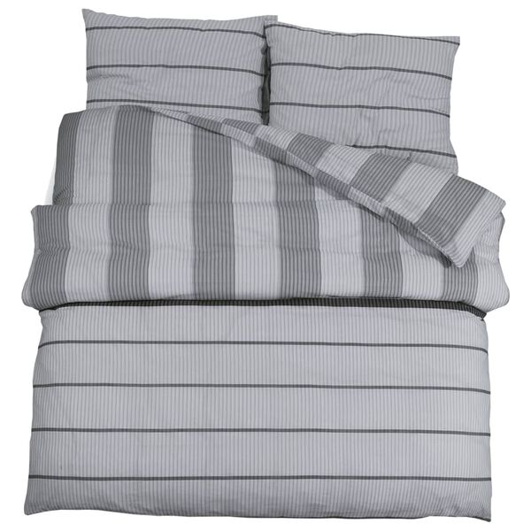 vidaXL Duvet Cover Set Set of 2 Grey 100% Cotton 94.5 x 86.6 in