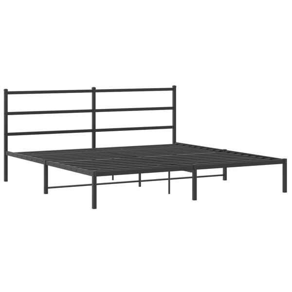 vidaXL Bed Frame Black Powder-Coated Steel Double Bed Frame