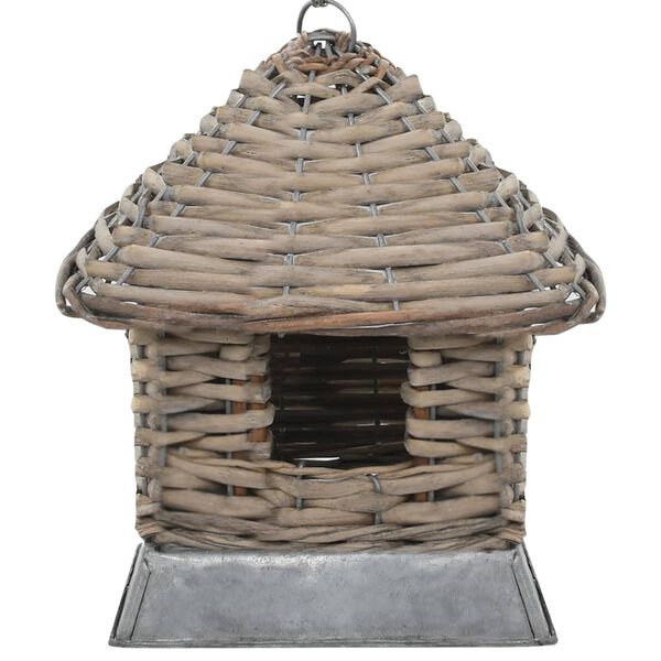 vidaXL Bird House Brown Cast iron, real rattan Small Durable Aviary