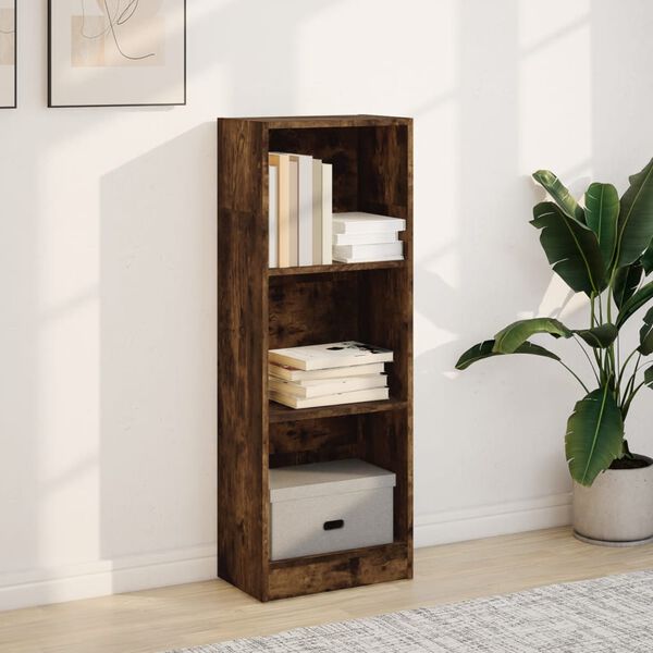 vidaXL Bookcase Smoked oak Engineered wood 15.7 x 9.4 x 42.9 in Bookcase