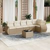 vidaXL Garden Sofa Set Beige Poly Rattan, Tempered Glass, Polyester Large