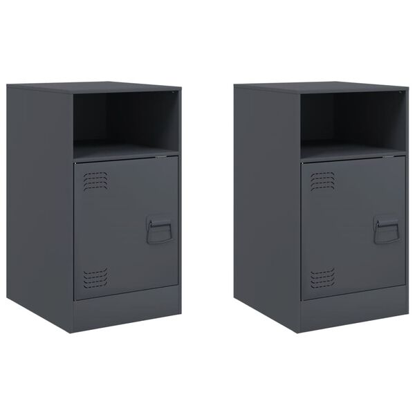 vidaXL Bedside Cabinet Set of 2 Anthracite Cold-rolled steel Medium
