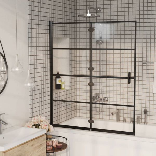 vidaXL Folding Shower Enclosure ESG 47.2"x55.1" Black