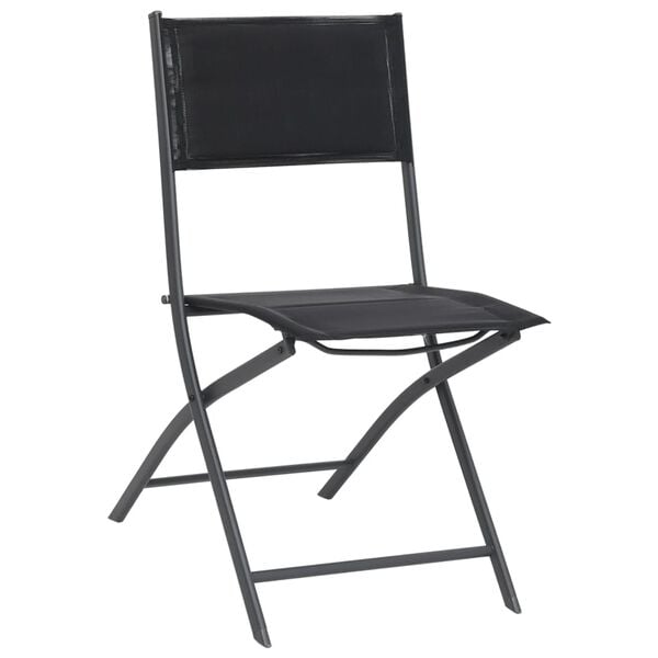 vidaXL Outdoor Chair Set of 2 Black Powder-coated steel, Textilene