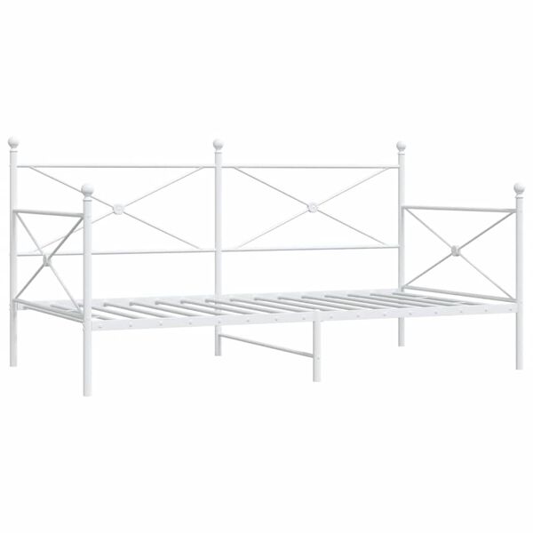 vidaXL Daybed With Trundle White Steel Twin Daybed With Trundle