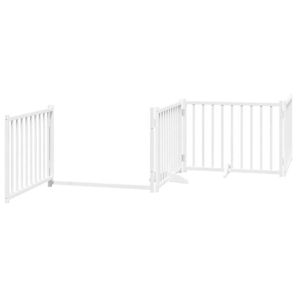 vidaXL Dog Gate Set of 4 White Solid fir wood 126.0 in total length