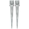 vidaXL Ground Spikes 2 pcs Silver 5.5x5.5x35.8" Galvanised Steel