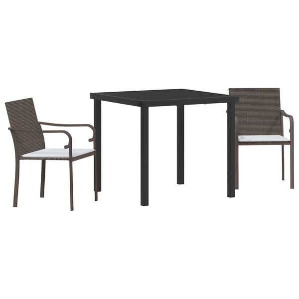 vidaXL Garden Dining Set 3 pcs Brown and Black PE Rattan