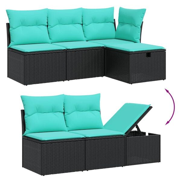 vidaXL 6 Piece Patio Sofa Set with Cushions Gray Poly Rattan