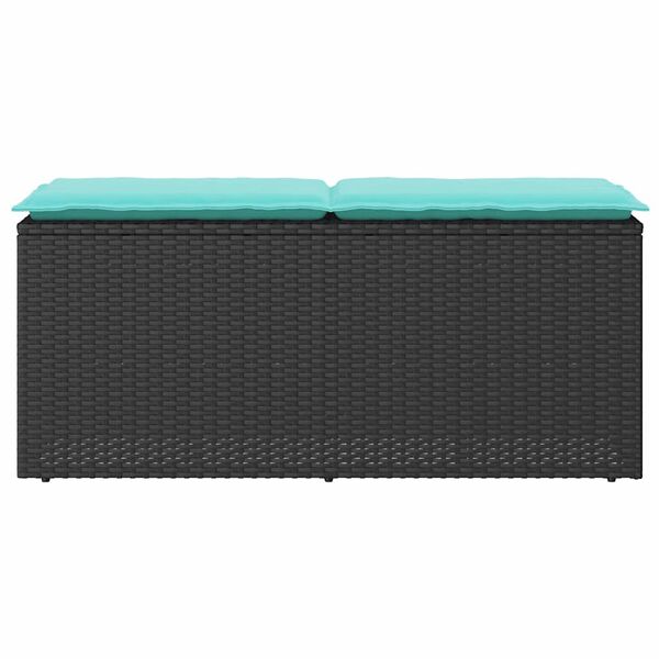 vidaXL Patio Bench with Cushion Black 43.3"x15.7"x17.3" Poly Rattan