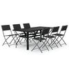 vidaXL Garden Dining Set Grey Powder-coated steel 7 Piece Foldable