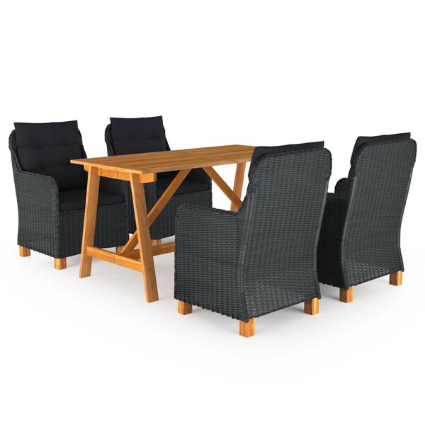 vidaXL Dining Set Dark grey, Black