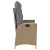 vidaXL Reclining Garden Bench Beige, Light grey PE rattan 2-seater