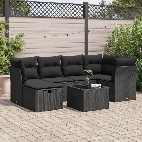 vidaXL Garden Sofa Set Black