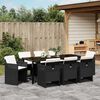 vidaXL Garden Dining Set with Cushion 9 pcs Black Poly Rattan