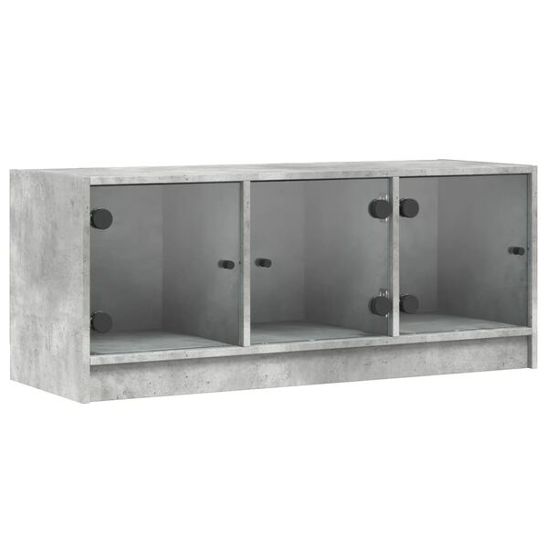 vidaXL TV Cabinet Concrete Grey Engineered Wood, Glass