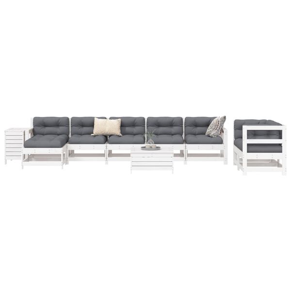 vidaXL Garden Sofa Set White Solid pine wood Large Modular