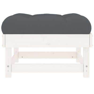 vidaXL Patio Footstool with Cushion White Solid Wood Pine