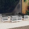 vidaXL Garden Lounge Set White Solid pinewood, fabric (100% polyester)