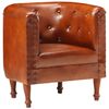 vidaXL Tub Chair Brown Real goat leather, solid mango wood Standard
