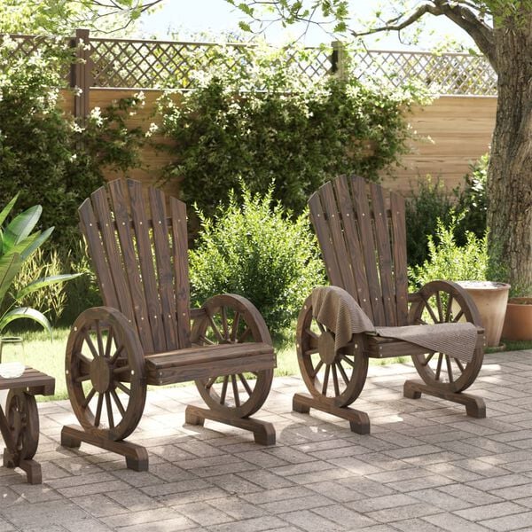 vidaXL Garden Adirondack Chair Set of 2 Burnt wood Solid Fir Wood Medium