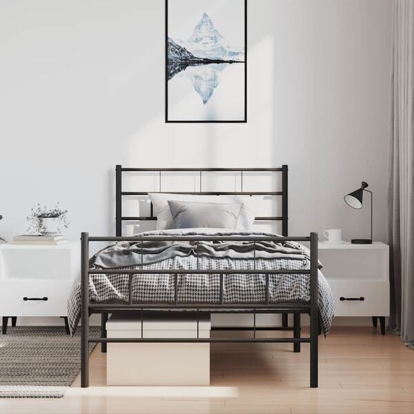 vidaXL Metal Bed Frame Black Steel Single Stylish Bedroom Furniture