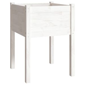 vidaXL Planter White Solid pinewood Medium Durable Planter Square