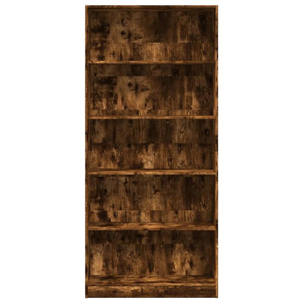 vidaXL Bookcase Smoked Oak Engineered Wood Tall Bookcase Rectangular