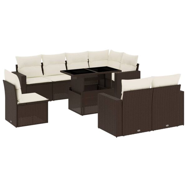vidaXL Garden Sofa Set Brown PE rattan Large Modular Garden Sofa Set