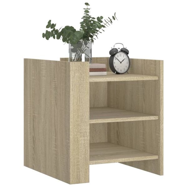 vidaXL Bedside Cabinet Sonoma Oak Engineered Wood 17.7 x 19.7 x 19.7 in